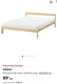 Cama em Pinho IKEA + estrado NOVA