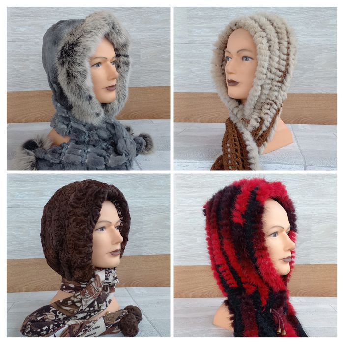 Капоры,платки,снуды,шапки-ушанки меховые женские