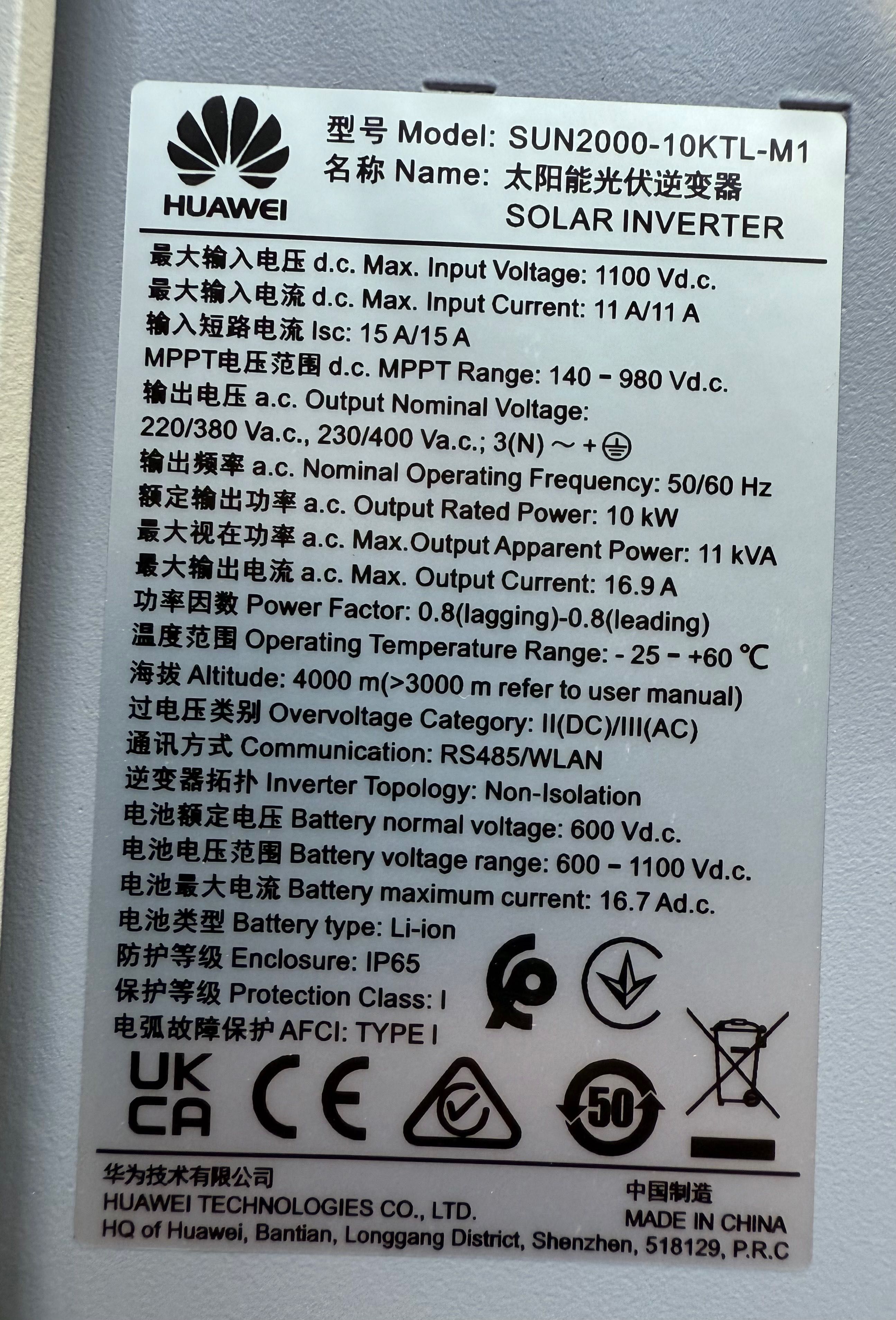 Falownik/Inwerter Huawei 10kW SUN 2000-10KTL-M1 /gwar. do 21.02.2032