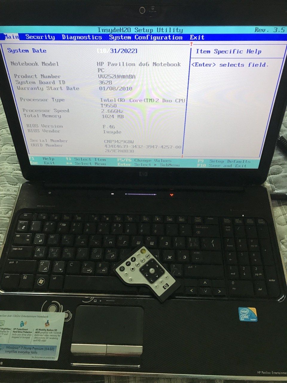 HP dv6 1362nr ноутбук