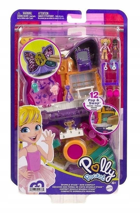 Polly Pocket. Sparkle Stage Bow Compact, Mattel