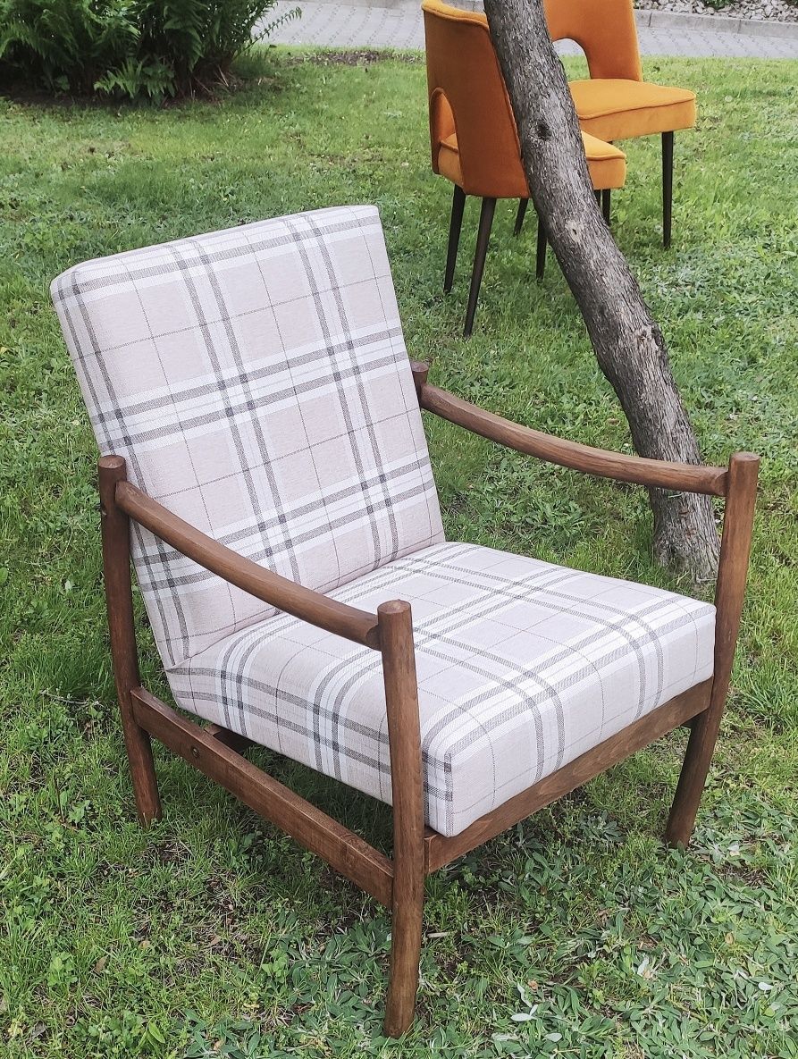 Fotel B-8410 Radomsko, Narciarz polski design,  unikat vintage PRL