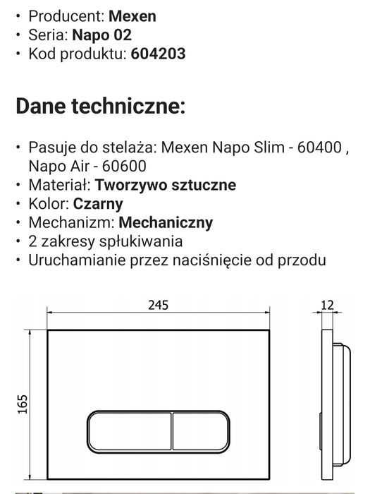 Mexen przysk do "geberitu" stelaża podtynkowego wc czarny mat
