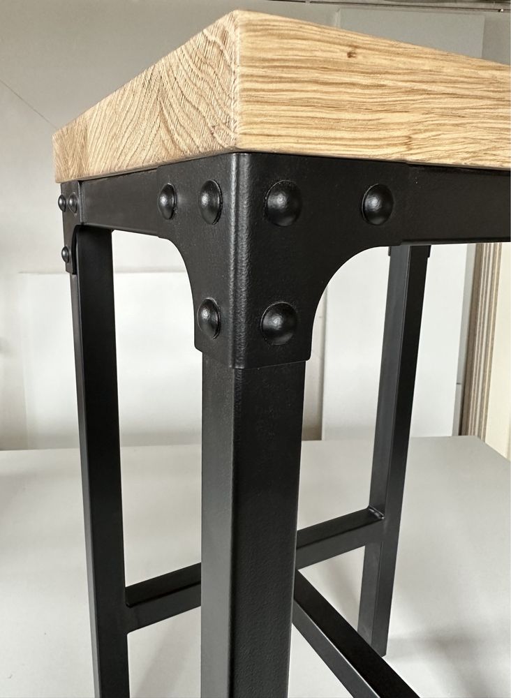 Hoker, krzesło barowe, stołek, taboret loft drewniany