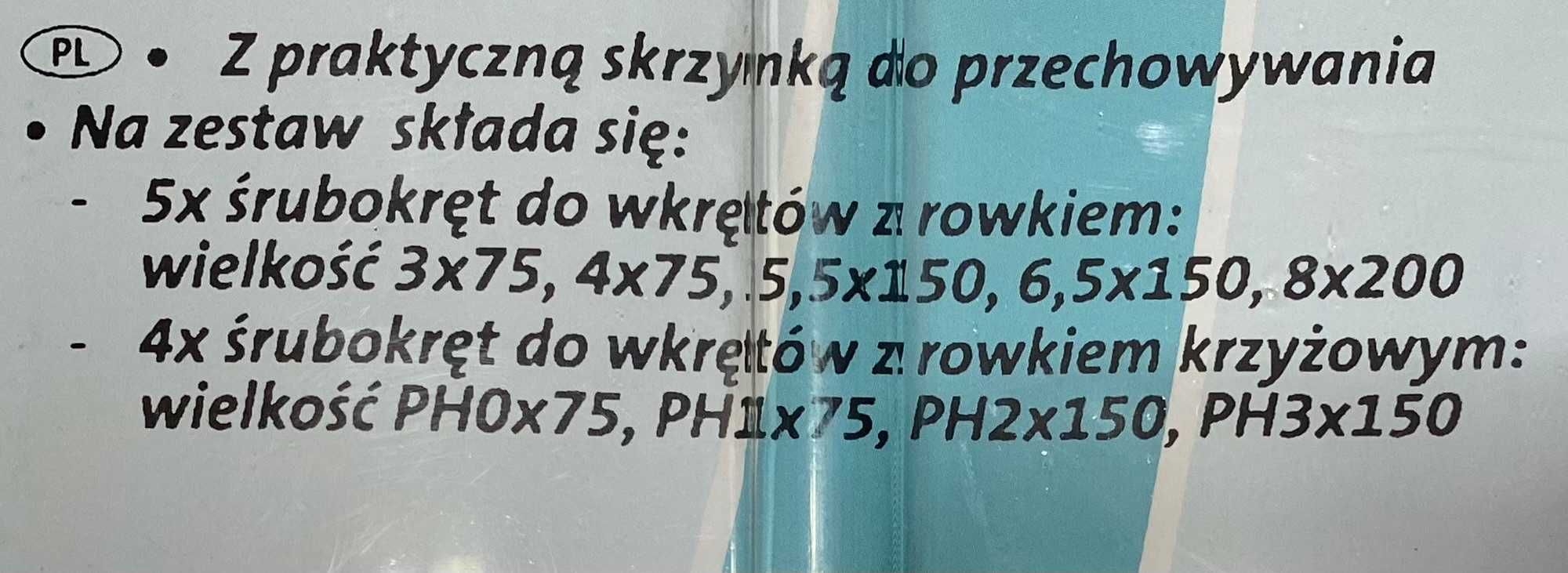 DUŻŻY zestaw wkrętaków, śrubokrętów - 9szt + wieszak