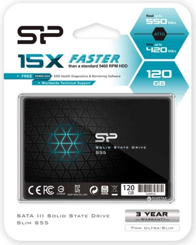 Жесткий диск SSD Silicon Power Slim S55 120GB 2.5" SATAIII TLC (00001)
