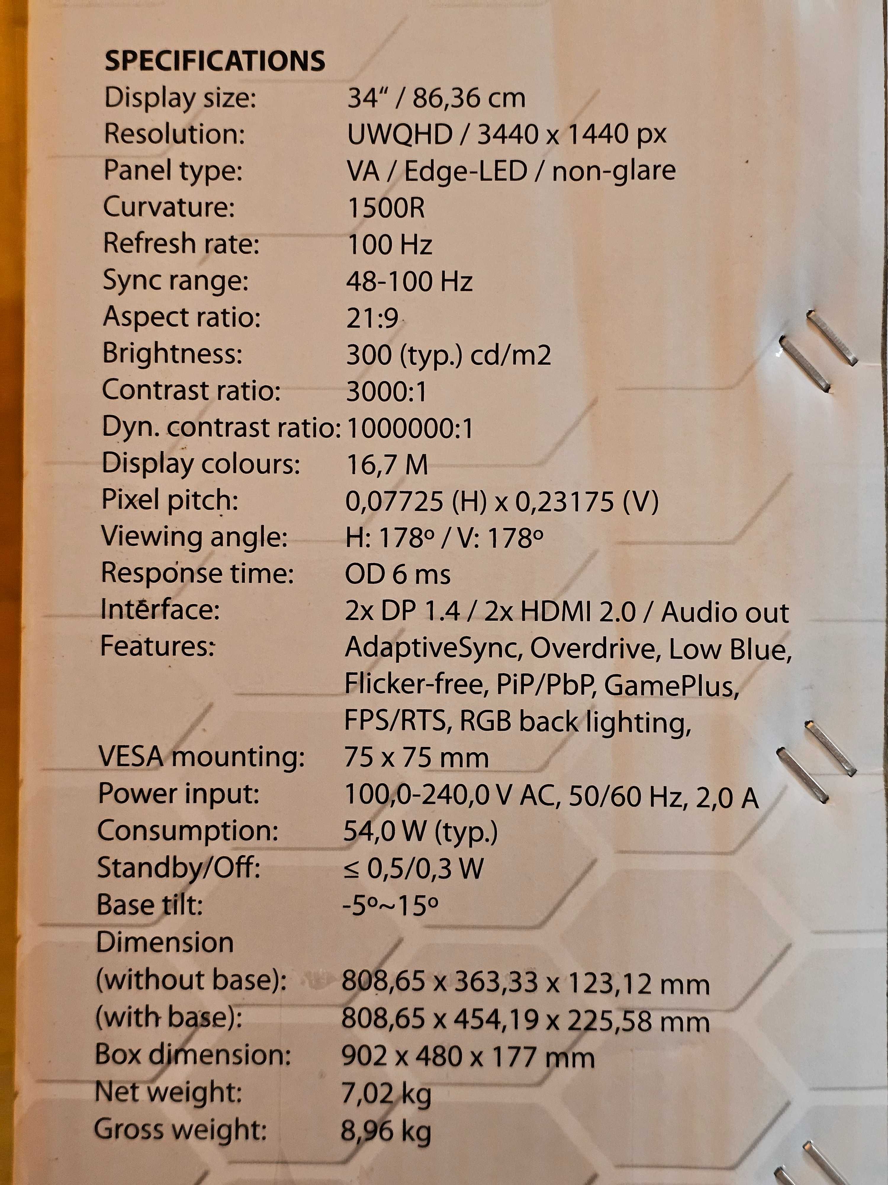 Monitor LC Power LC-M34-UWQHD-100-C-V3