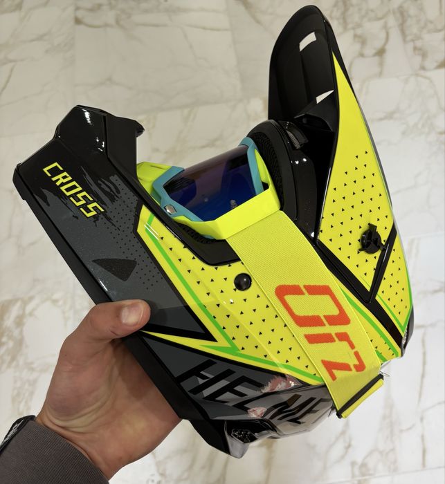 Ендуро кросовий шолом ORZ на мотоцикл, шлем сірий чорний білий