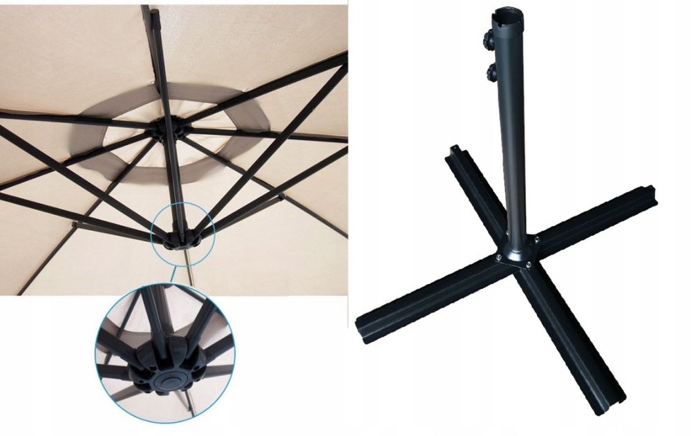 Parasol ogrodowy Duży składany wysięgnik 350 cm Beżowy