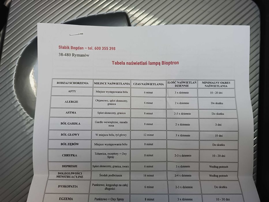Lampa lecznicza bioptron bionic Zepter