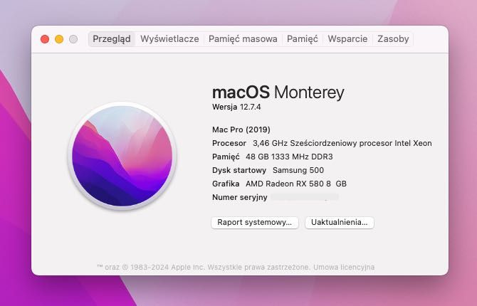 Mac Pro 5.1 | 6-rdzeniowy 3,46 GHz | 48 GB RAM | RX 580 SE | 2,5 TB