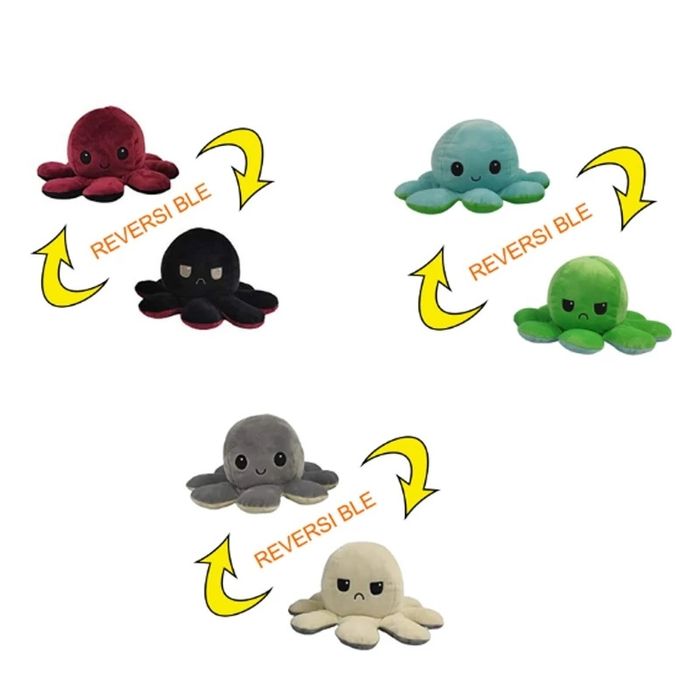 Peluches de polvos reversiveis - happy/mad