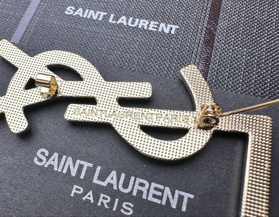 Broszka YSL złota z cyrkoniani