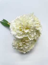Goździki Bukiet Sztucznych Goździków Kwiaty Pęczek Wazon Biały