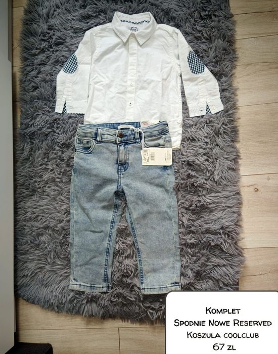 Komplet elegancki koszula spodnie jeansowe reserved