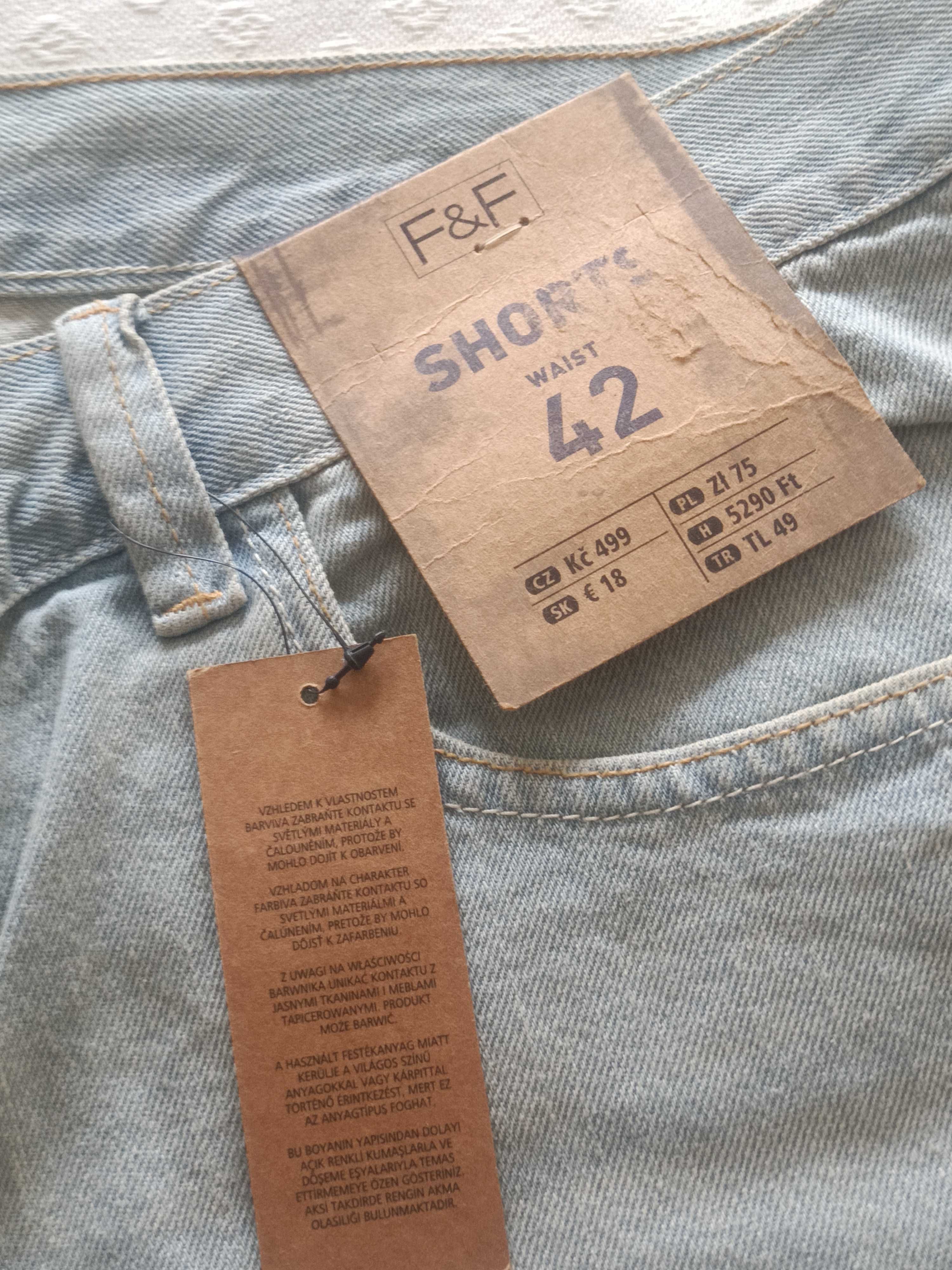 Krótkie spodnie męskie jeans F&F 42