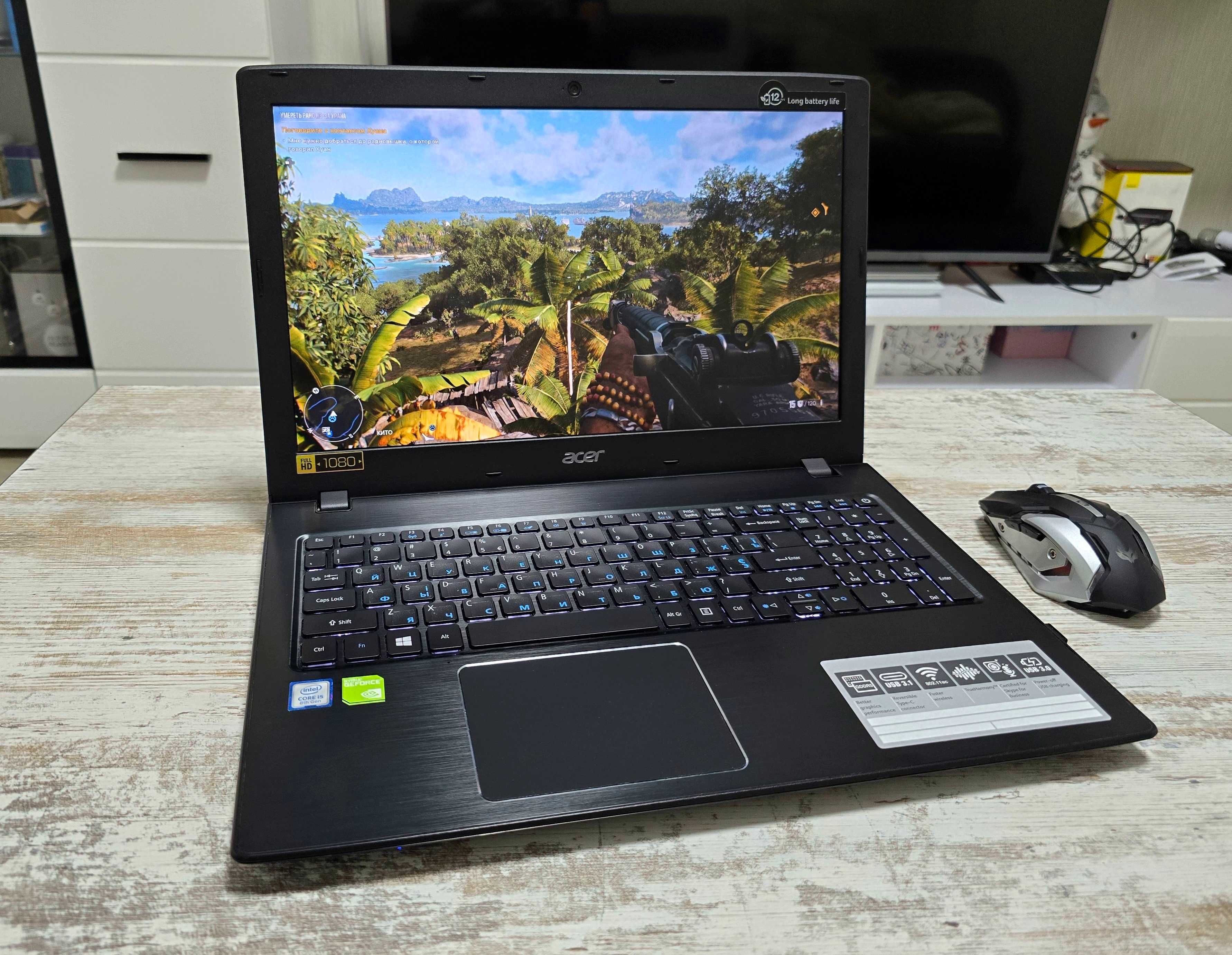 Игровой Acer 15.6" IPS (Nvidia MX150/Core i5 8-gen/16GB ОЗУ/SSD M2+HDD