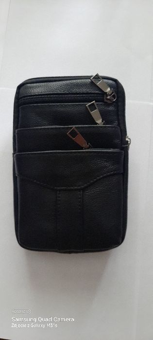 Saszetka męska ze skóry naturalnej bydlęcej na ramię lub pasek spodni