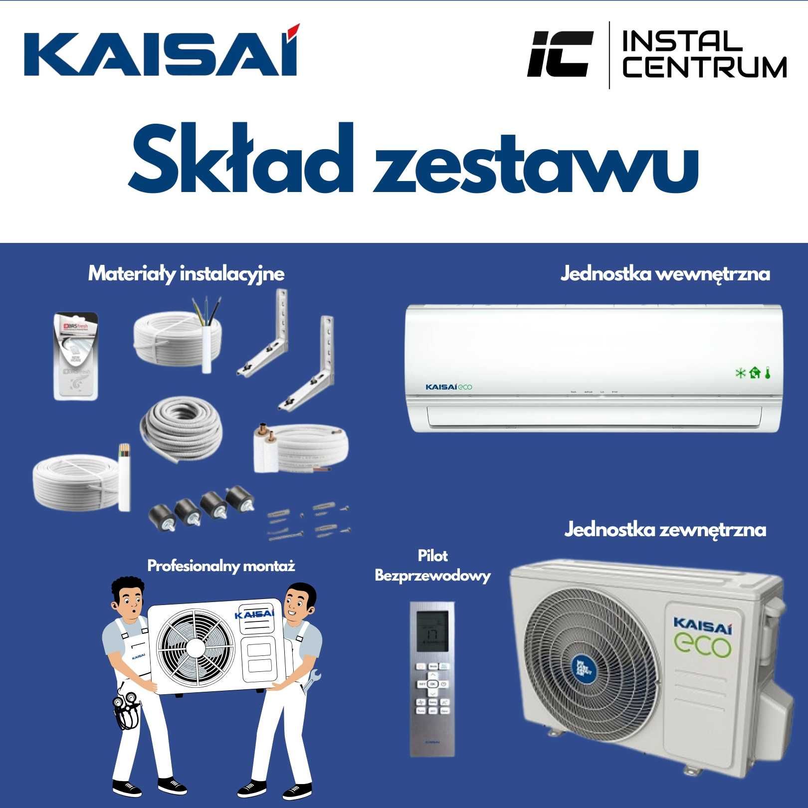 Klimatyzacja KAISAI ECO 3,5 kW do 40 m2 z MONTAŻEM, Cała POLSKA