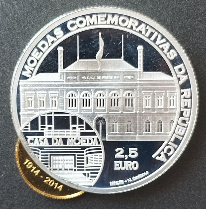 Moeda Excêntrica 2,5€ 2013 Ouro/Prata Centenário República
