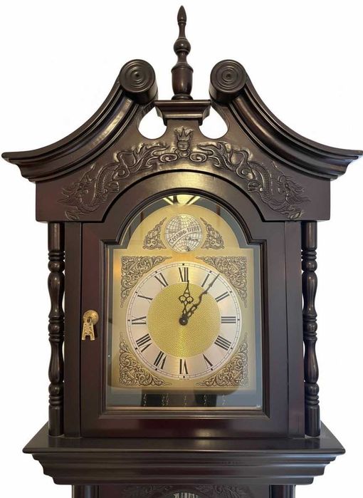 Relógio de Pendulo "Tempus Fugit" em madeira oriental