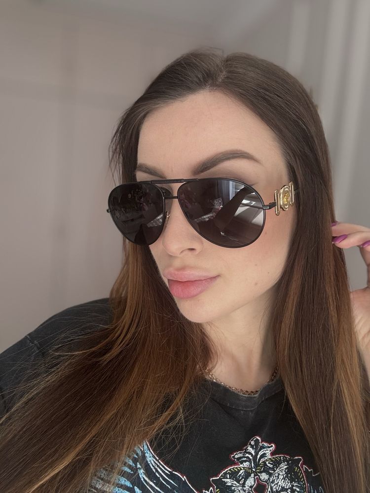 Okulary Versace VE 2249 aviator czarne unisex przeciwsłoneczne