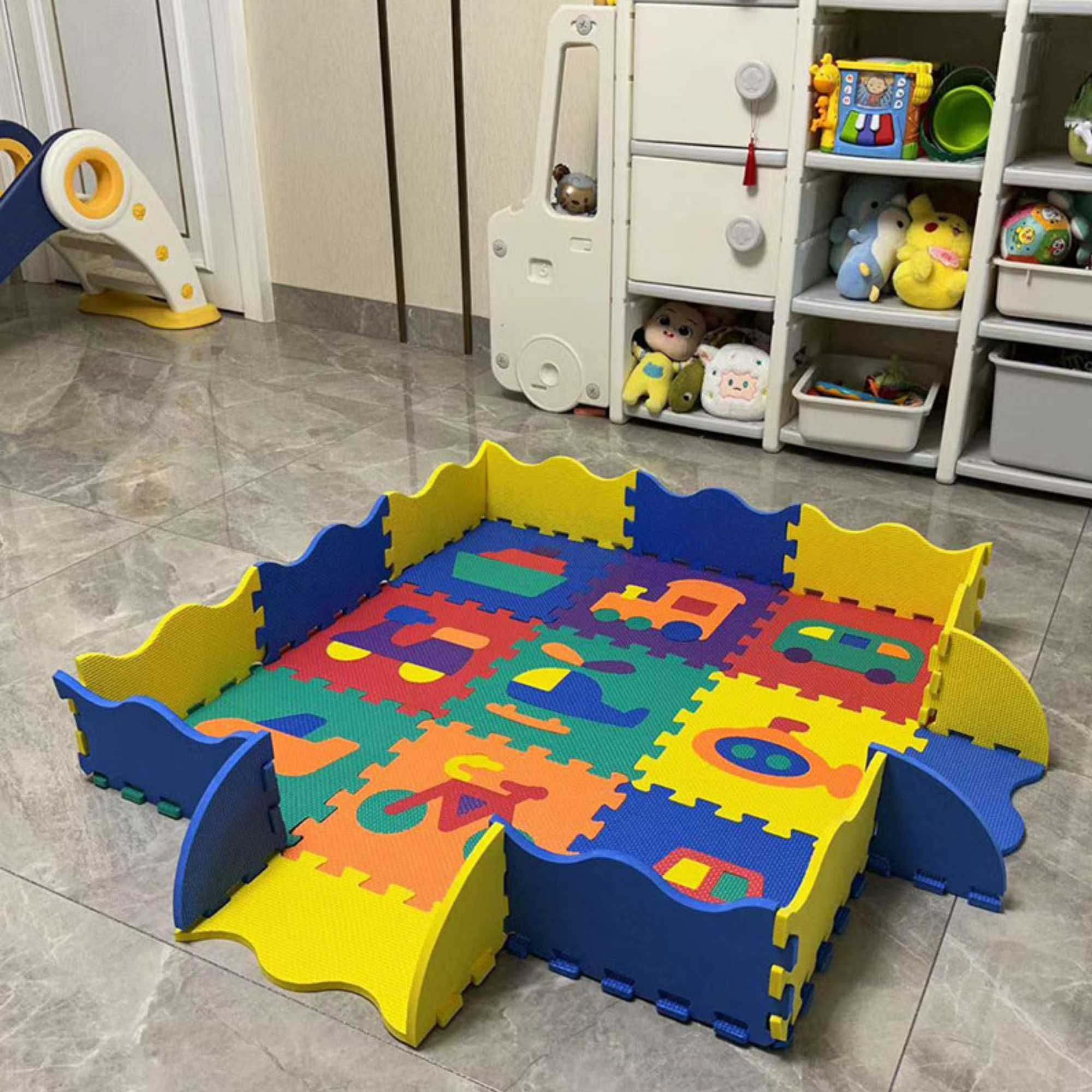Mata piankowa puzzle piankowe edukacyjna dla dzieci kojec pojazdy