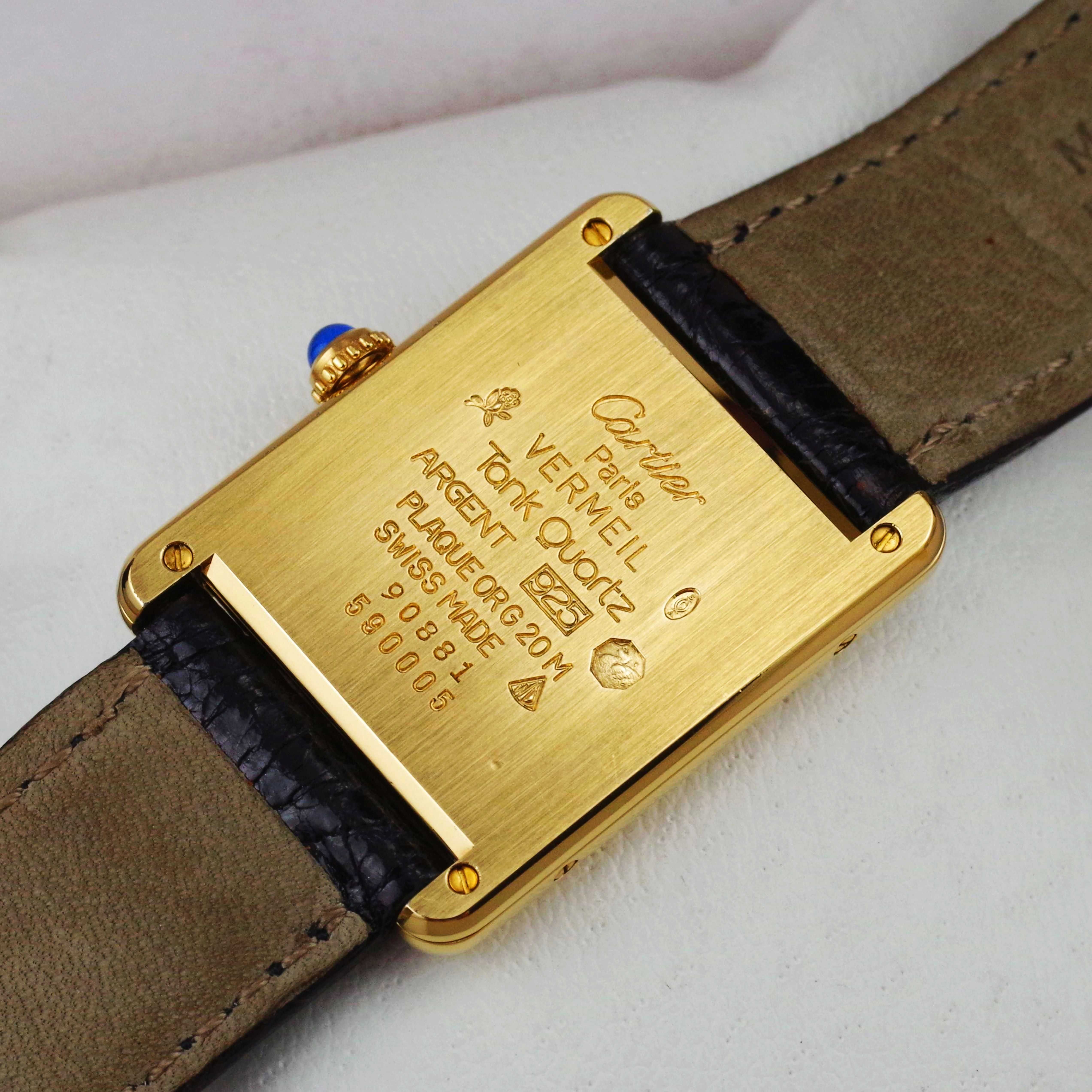 CARTIER TANK Must De Cartier VERMEIL zegarek vintage 1992 Ref. 590005