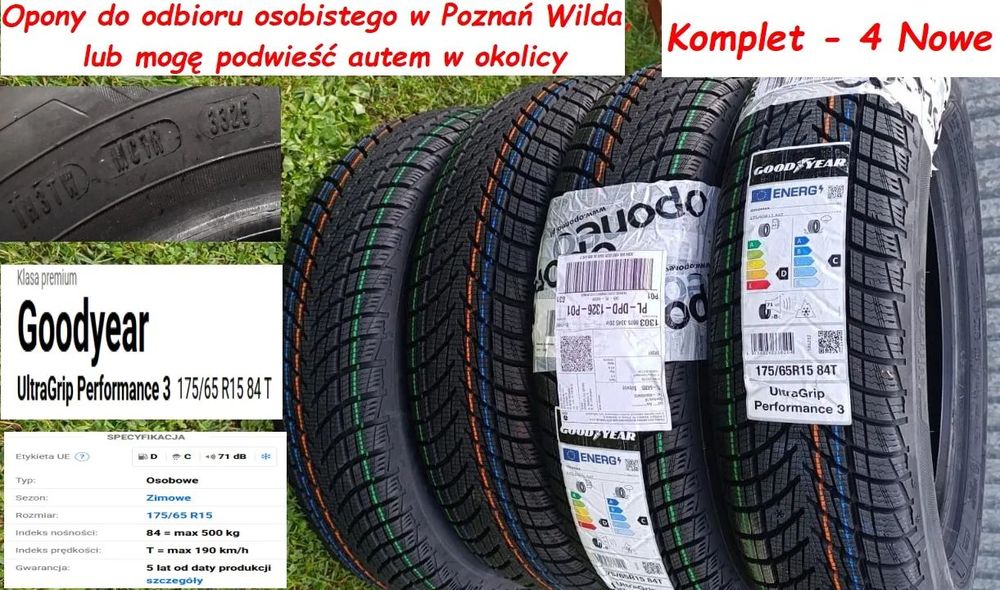 Komplet nowe zimowe 175/65 R15 Goodyear UltraGrip Performance 3 (data produkcji 3325) Poznań