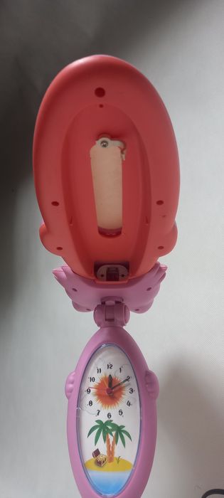 Lampka na biurko kotek z zegarkiem różowa dla dziewczynki