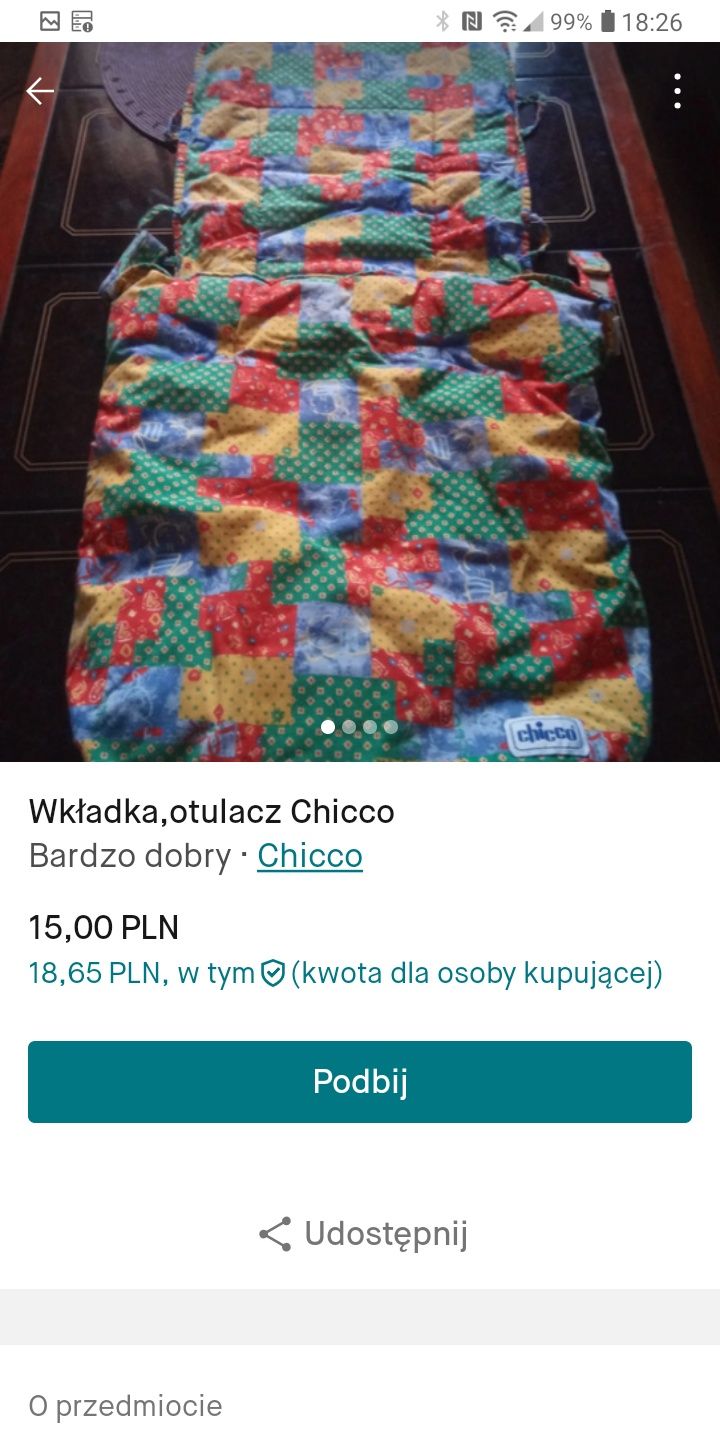 Wkładka,otulacz Chicco