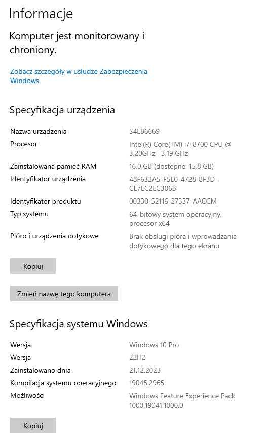i7-8700 / 16GB / 240GB SSD / GTX 1060 / Windows 10