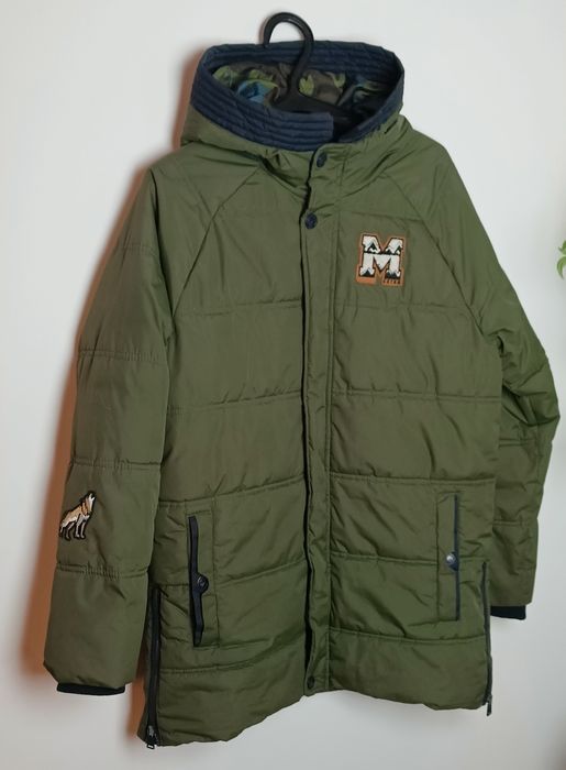 Bardzo ciepła zimowa kurtka chłopięca Reserved 158  polar kaptur mor