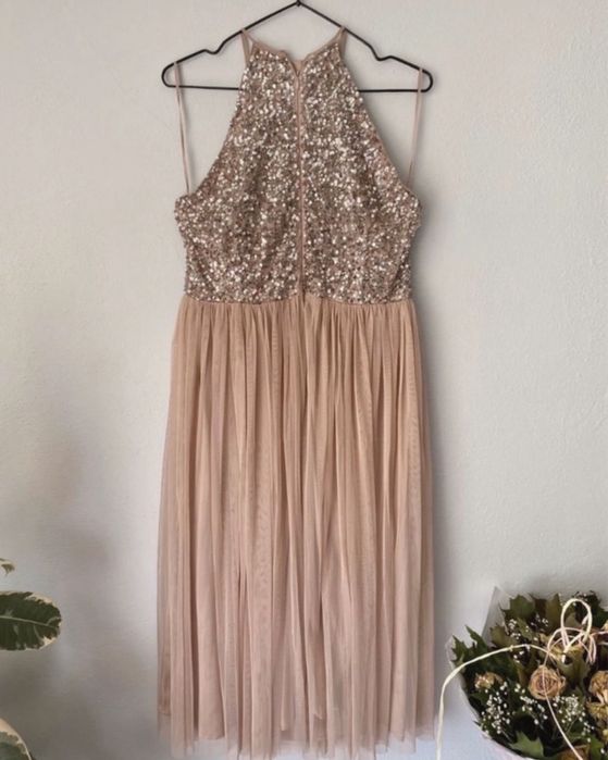 cekinowa tiulowa sukienka midi maya deluxe 48 4 xl  50 5 xl  zdobiona