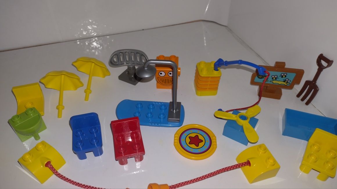 LEGO DUPLO krzesło, prysznic, widły, wędka, surfing, parasol