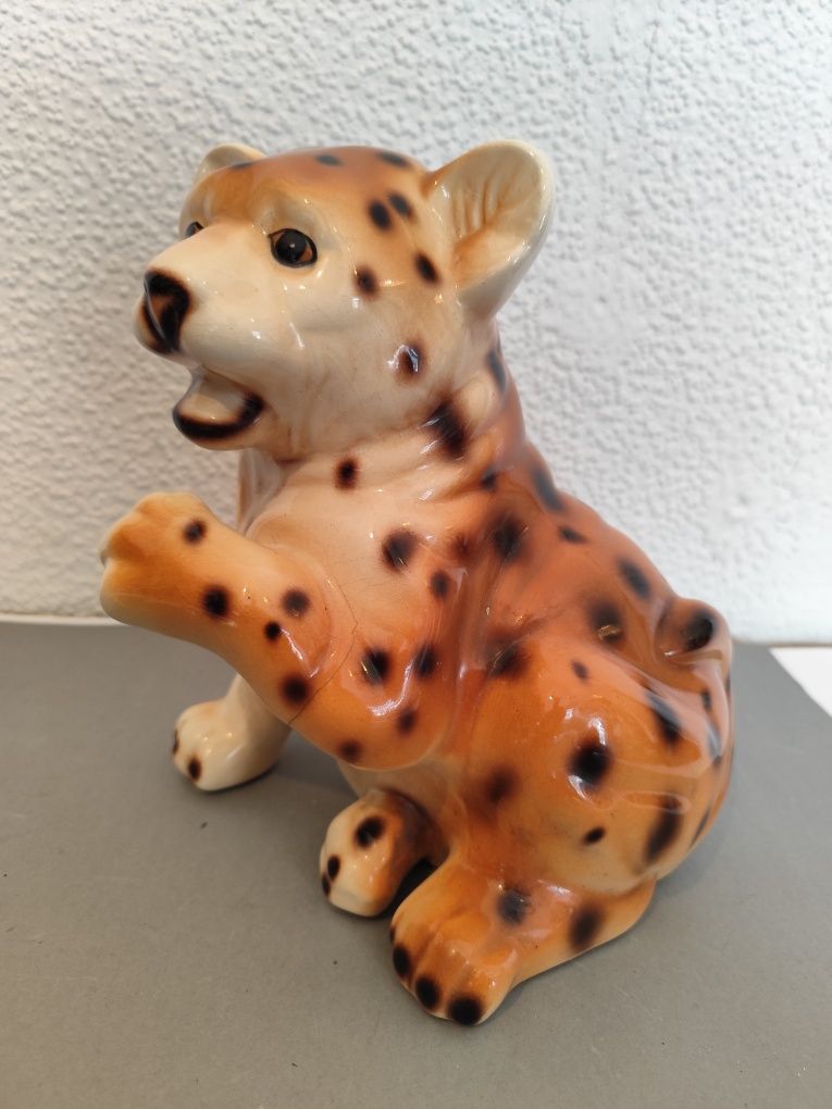 Porcelanowy lampard gepard figurka vintage retro prl