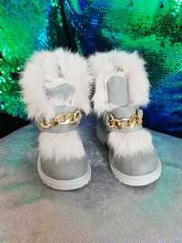 Buty zimowe kozaki ocieplane futerkiem wkładka 15,5cm