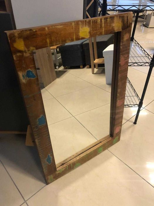Lustro drewniane Vintage Drewno z odzysku 70x50cm Ręcznie wykonane