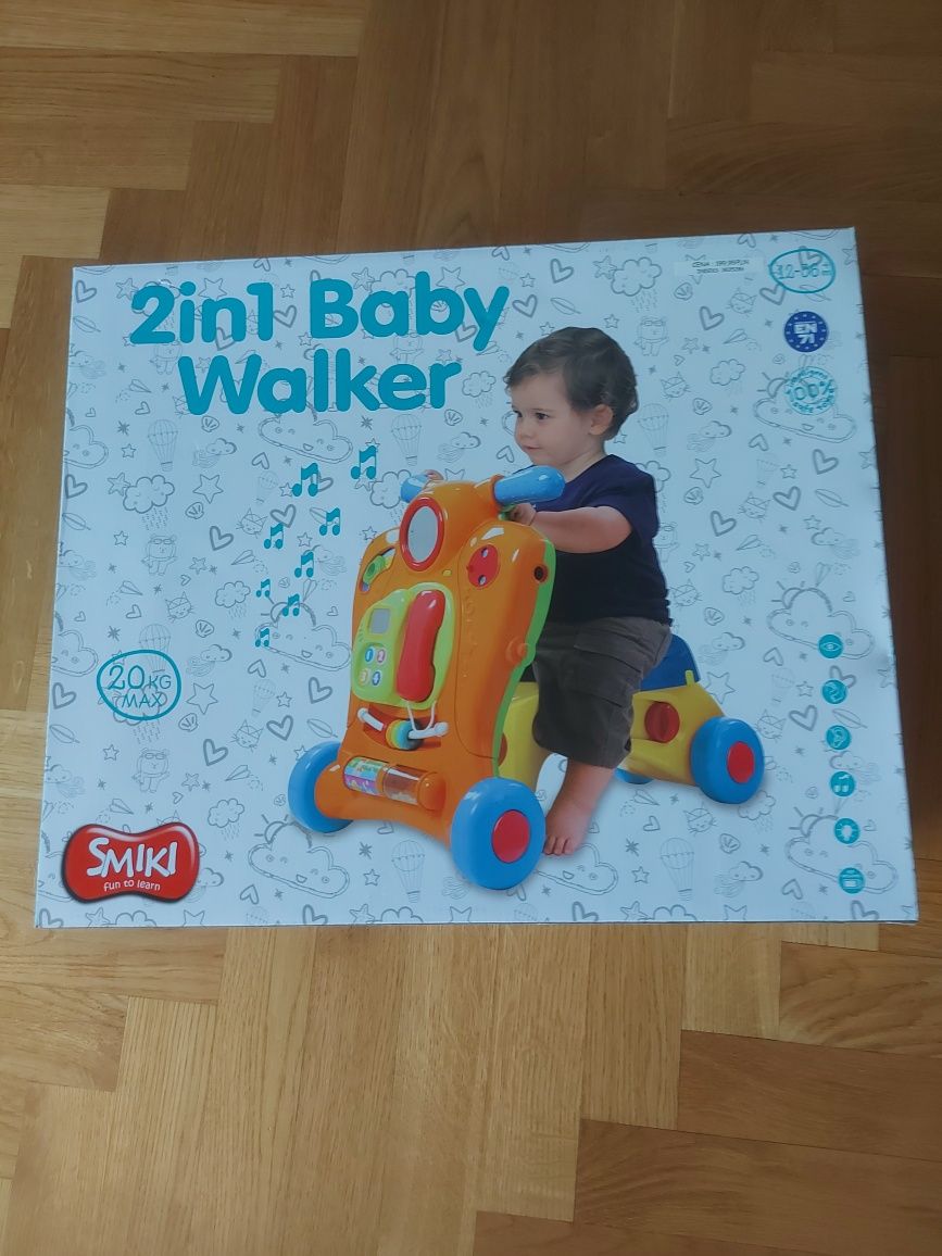 Interaktywny Smiki Baby Walker pchacz i jeździk 2w1