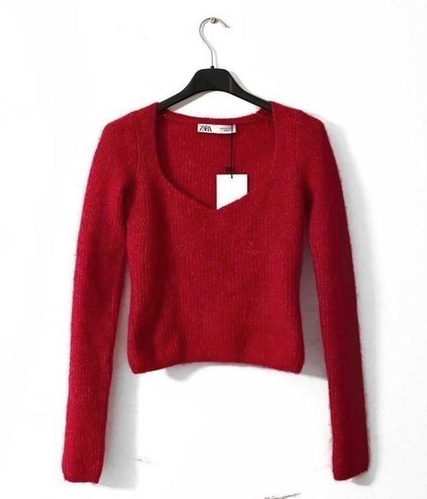 sweter bluzka Zara nowy z metkami czerwień 20% alpaka 19% wełna