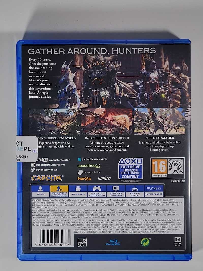 Monster Hunter World / Gra PS4 / NAPISY PL / Skup gier / Mokotów / WWA