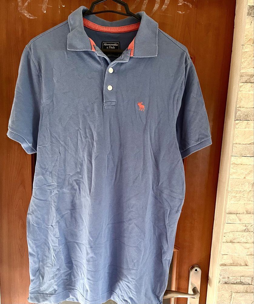 Koszulka polo Abercrombie & Fitch orginał t-shirt niebieska cotton 97%