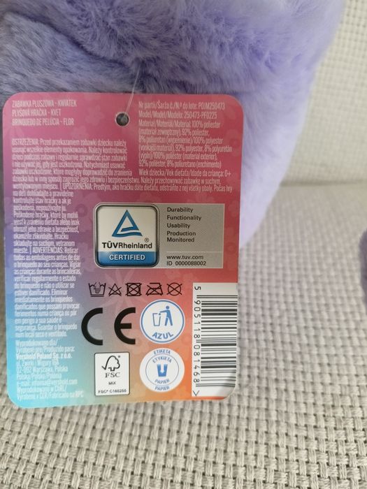 Nowy pluszak kwiat w fioletowej doniczce