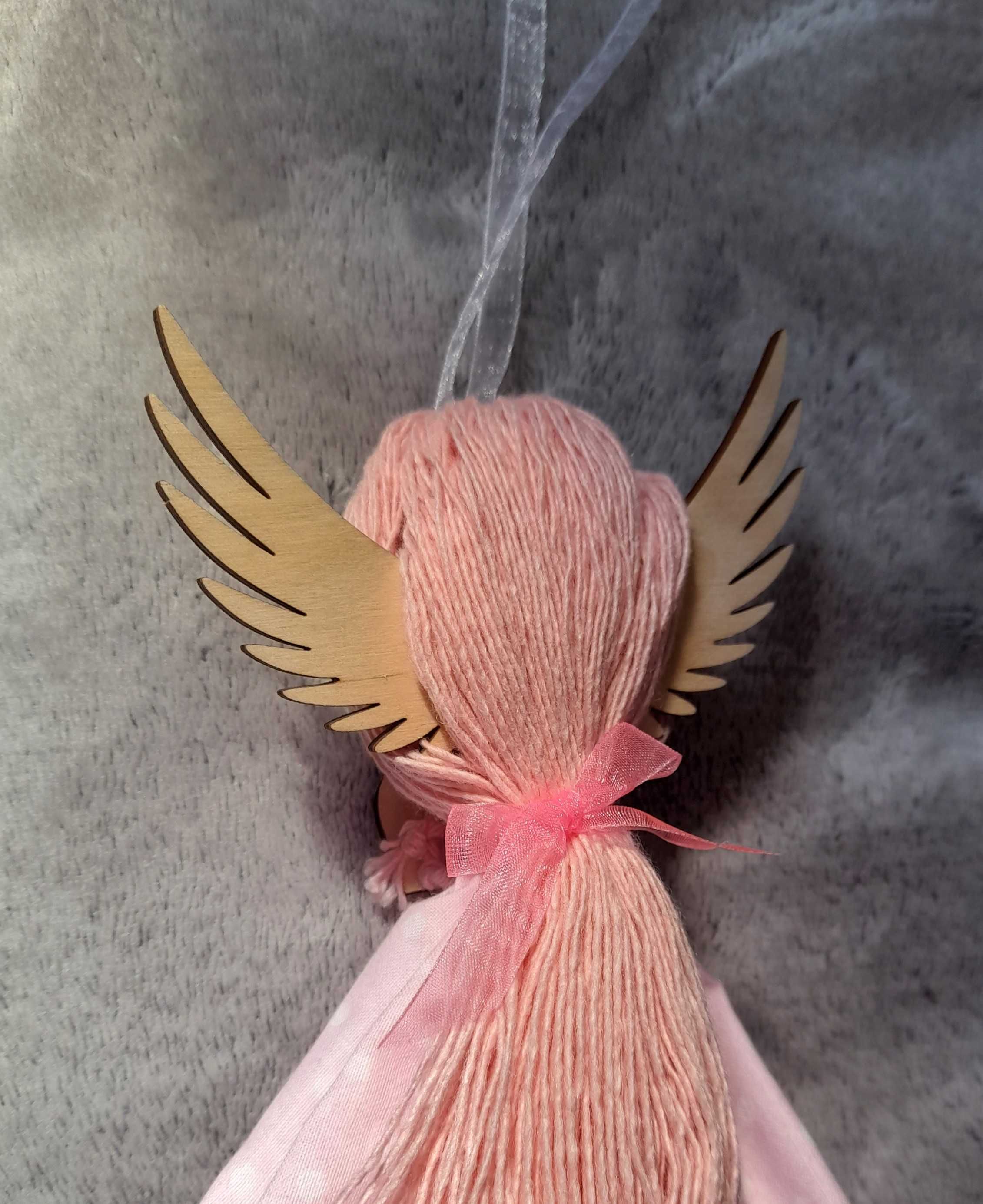 Anioł Stróż Marysia prezent chrzest różowa handmade ręcznie robione