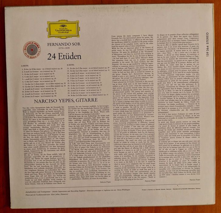vinil: Narciso Yepes “Fernando Sor - 24 etüden“