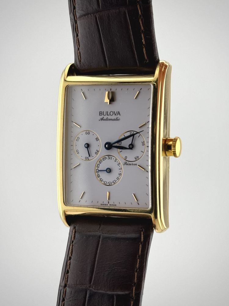 -3K WYPRZEDAŻ! FVAT 18k 750 Bulova Rectangular 13220 KOLEKCJONERSKI