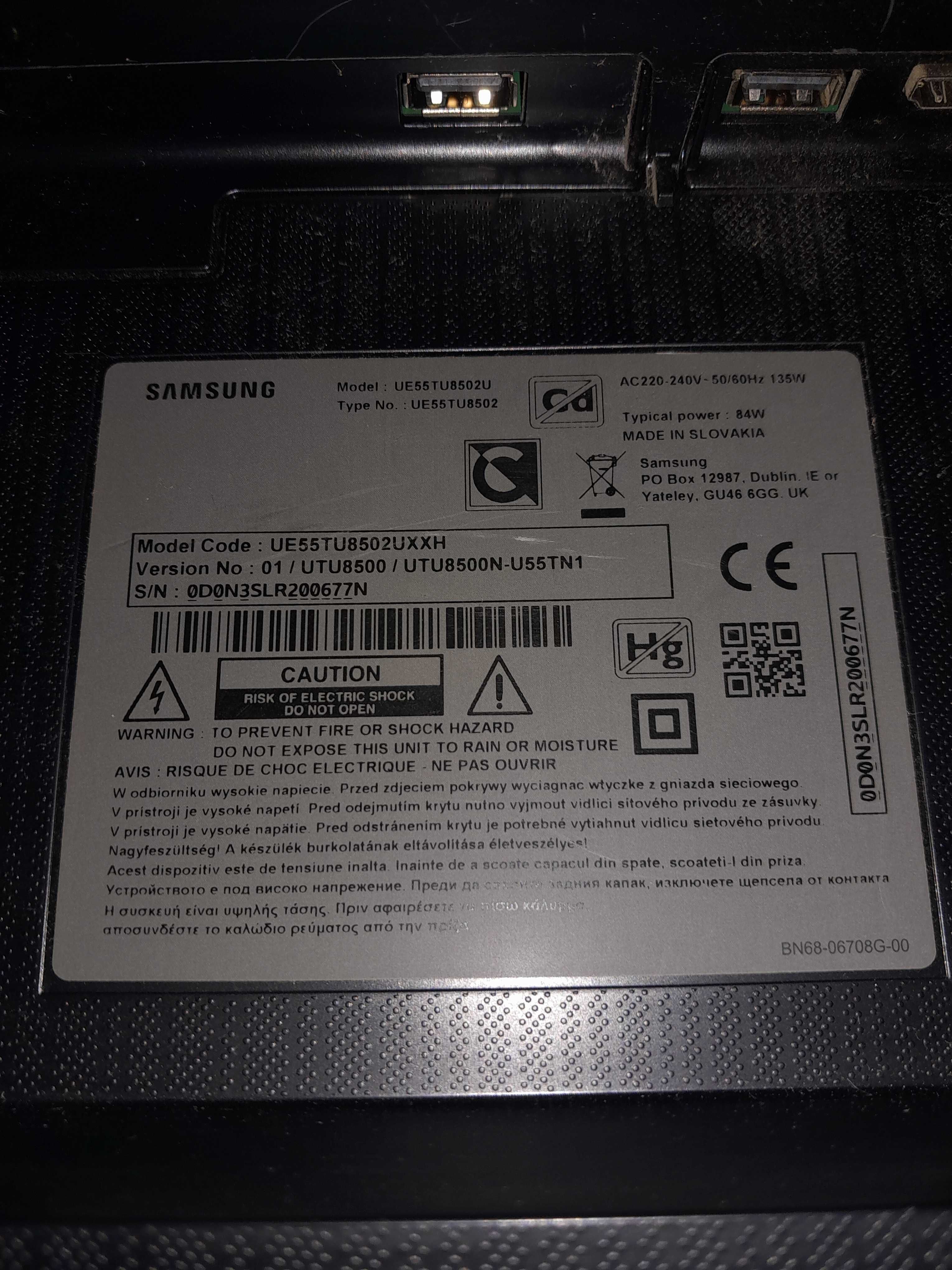 Samsung UE55TU8502 UE55TU8502U Uszkodzony Wysyłka