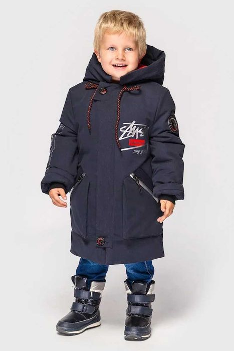 Зимове пальто Джастін Синій - Красний