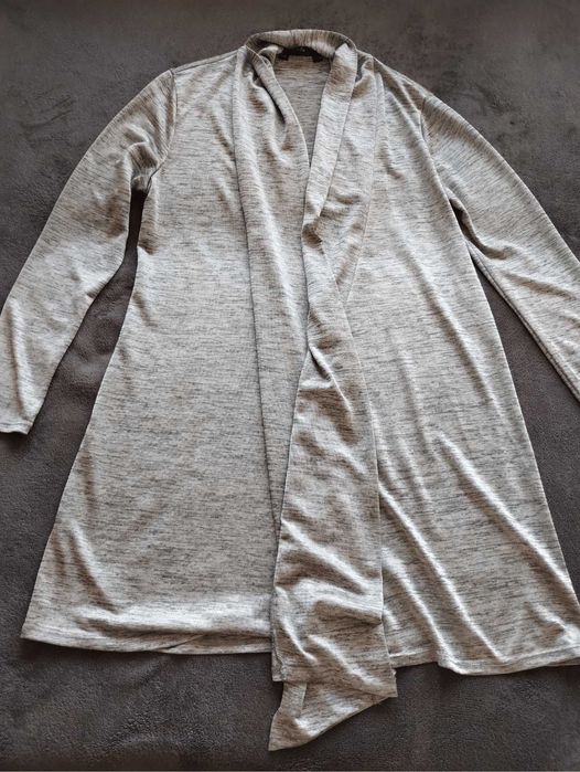 Długi sweter, kardigan, elegancki, szary, Collection London, roz. L