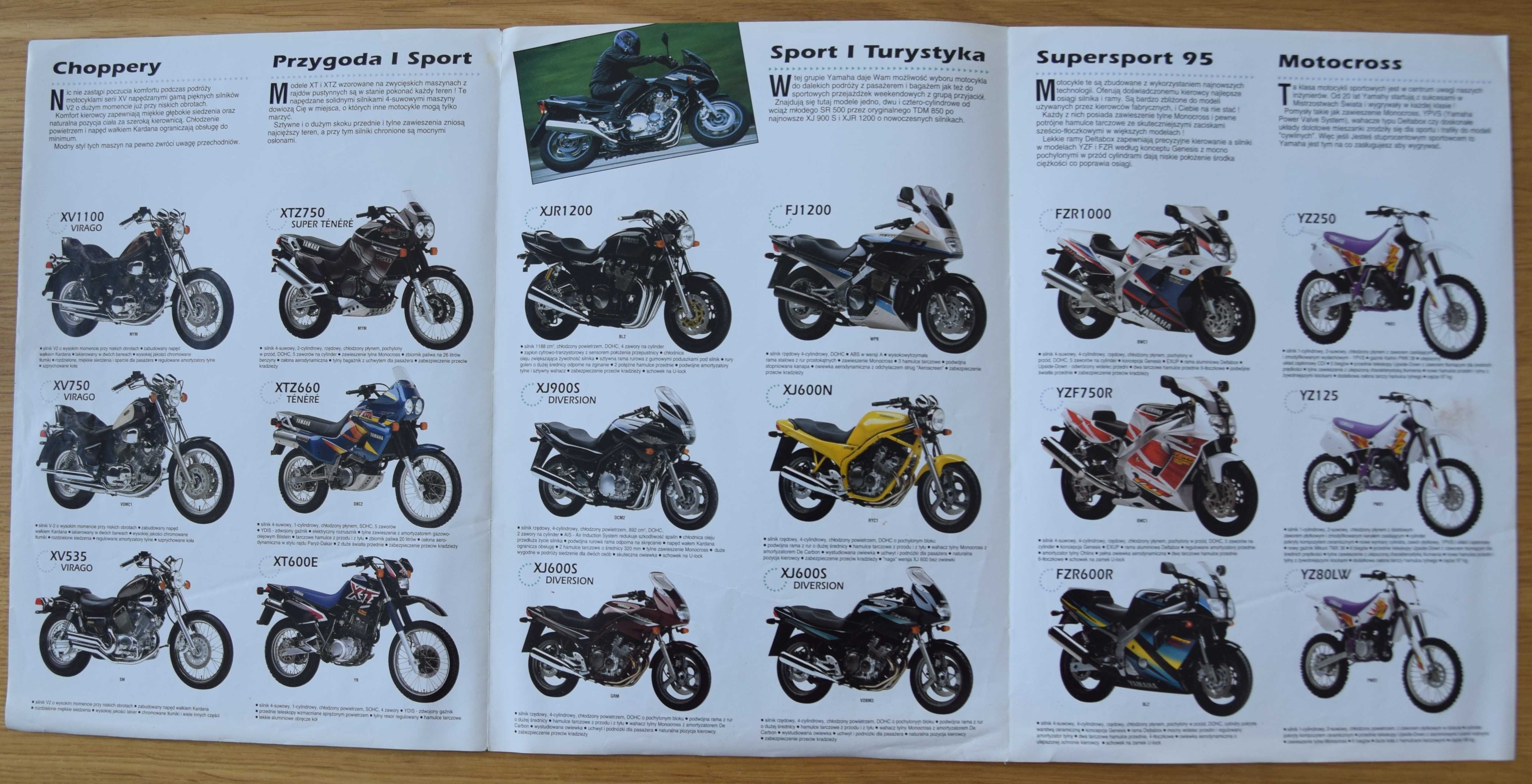 Prospekt motocykli Yamaha 1995